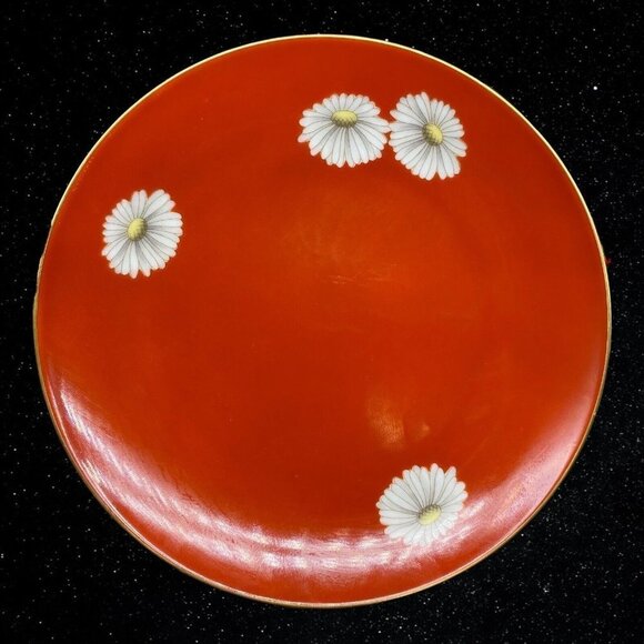 Set Of 5 Noritake Nippon Toki Kaisha Red Bread & Butter Plates Red Flowers 6”D - Picture 3 of 4